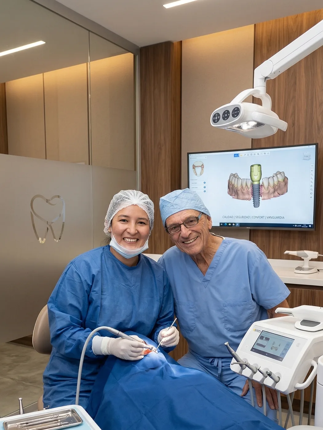 Equipo de Clínica Arca durante procedimiento de implantes dentales